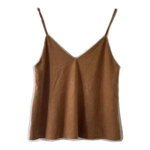 Cherry Aka Women's Faux Suede Cami Top Sleeveless Size S/M Camel Brown